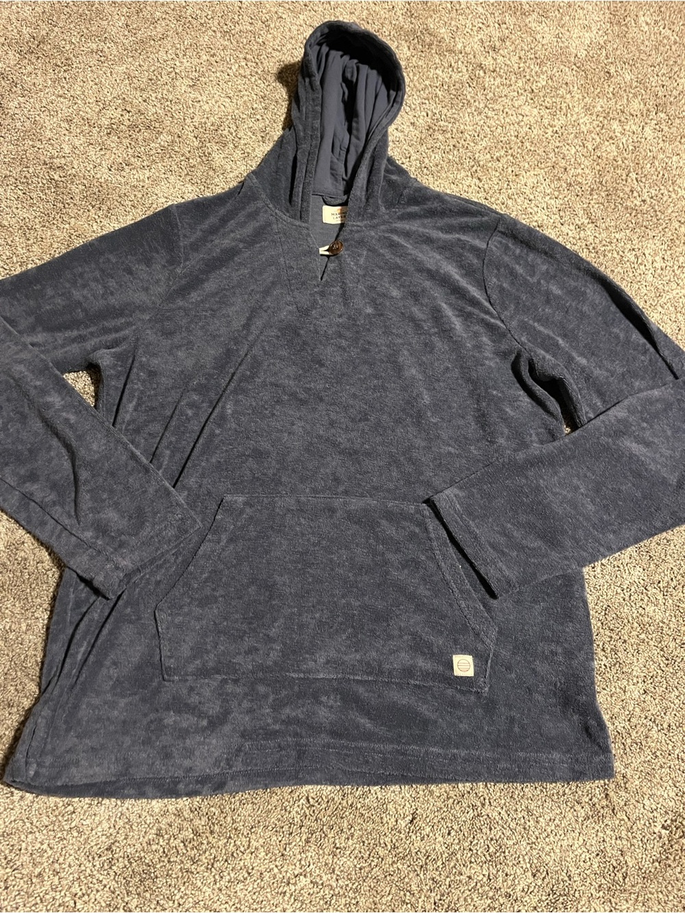 Marine Layer Baja Hoodie Mens Size Medium Blue gray Terry Out Cloth Pullover